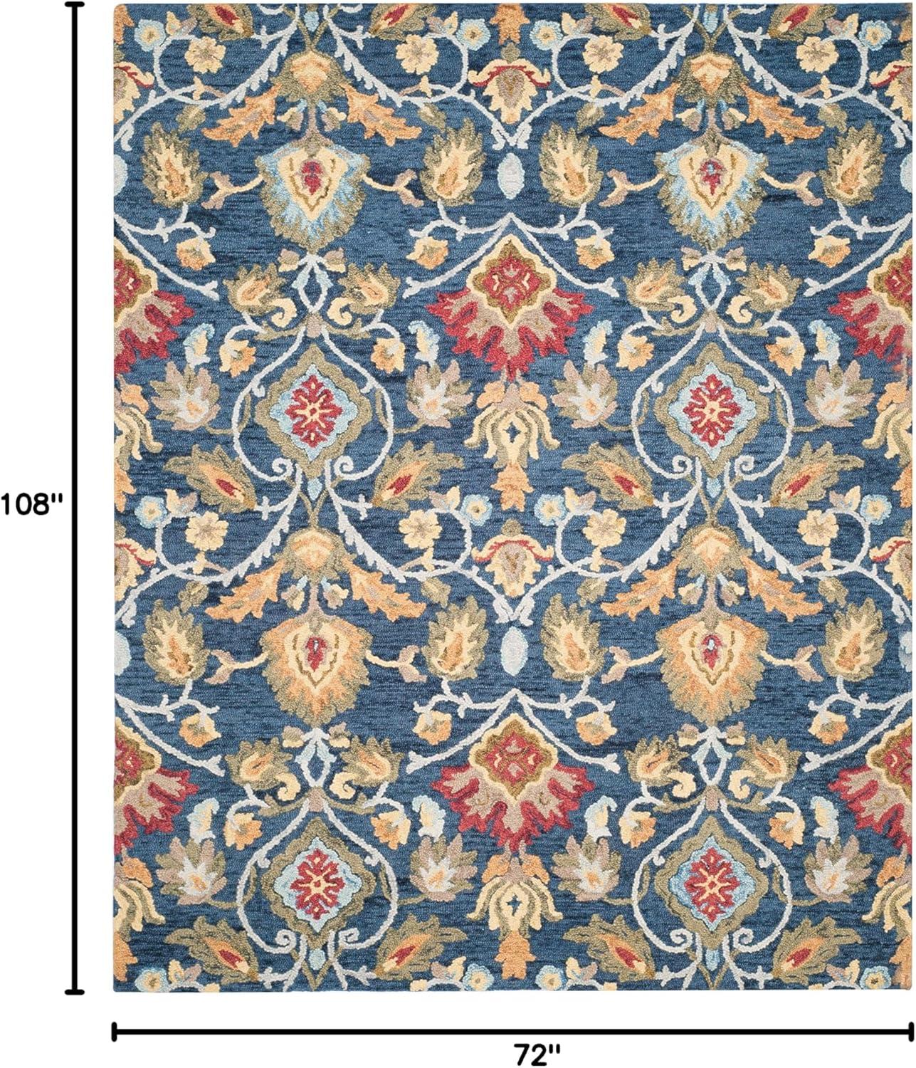 Blossom BLM402 Hand Tufted Area Rug - Navy/Multi - 6'x9' - Safavieh.
