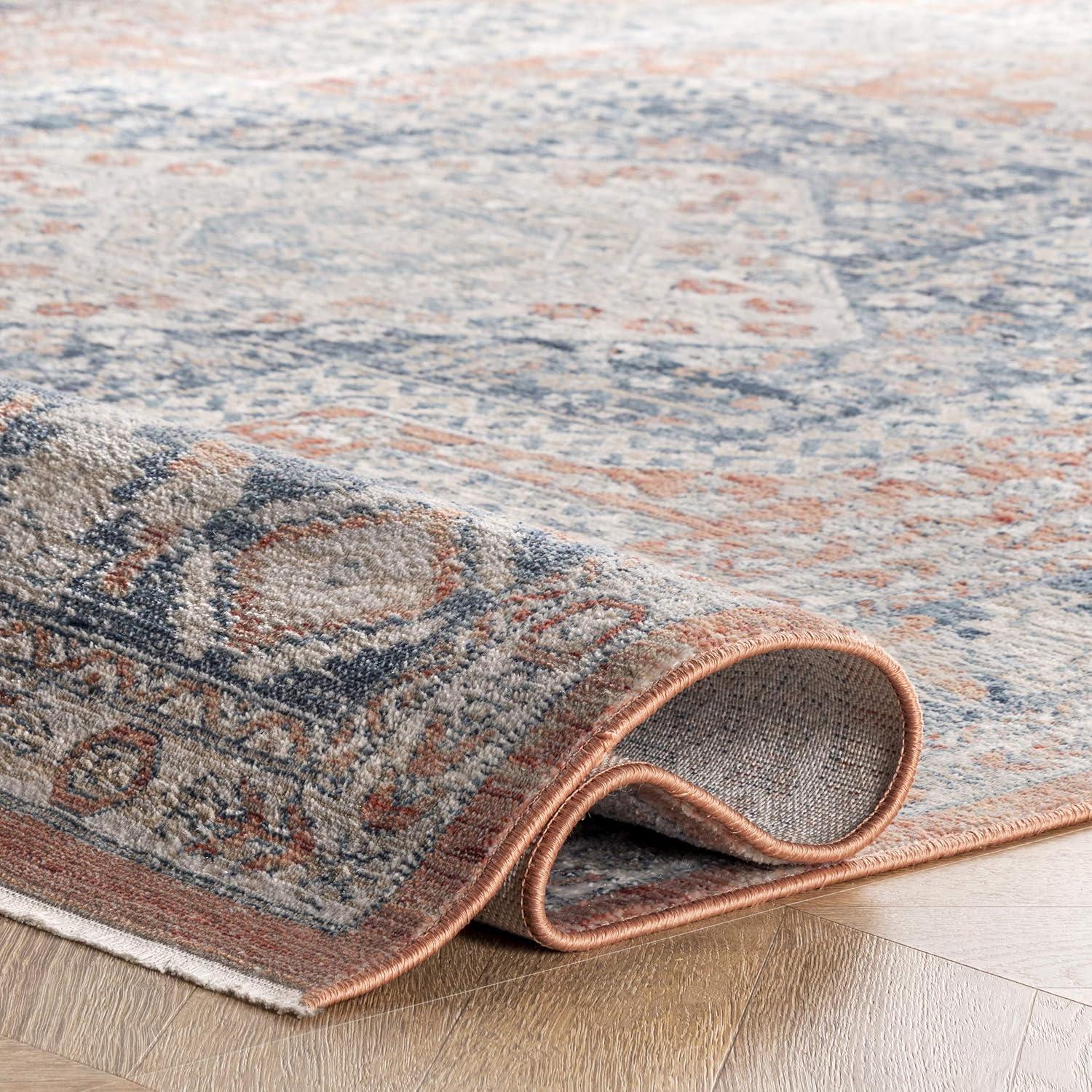 5'3"x7'3" Westlyn Faded Medallion Area Rug Rust - nuLOOM: Classic Low Pile Indoor Rectangle, Polypropylene, Cotton Backing