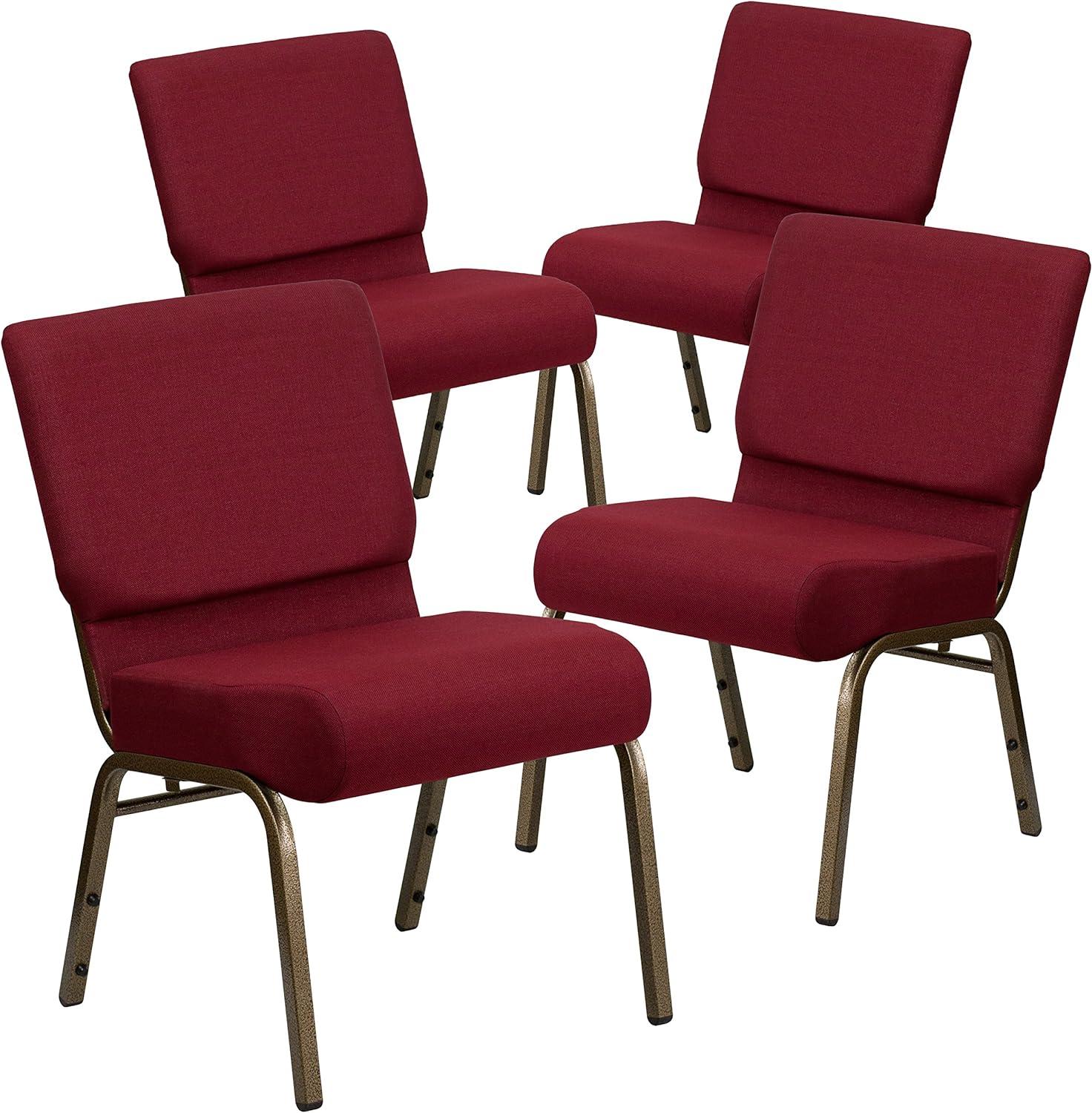 Flash Furniture HERCULES Series Fabric Church Stacking Chair Burgundy/Gold Vein Frame 4 Pack