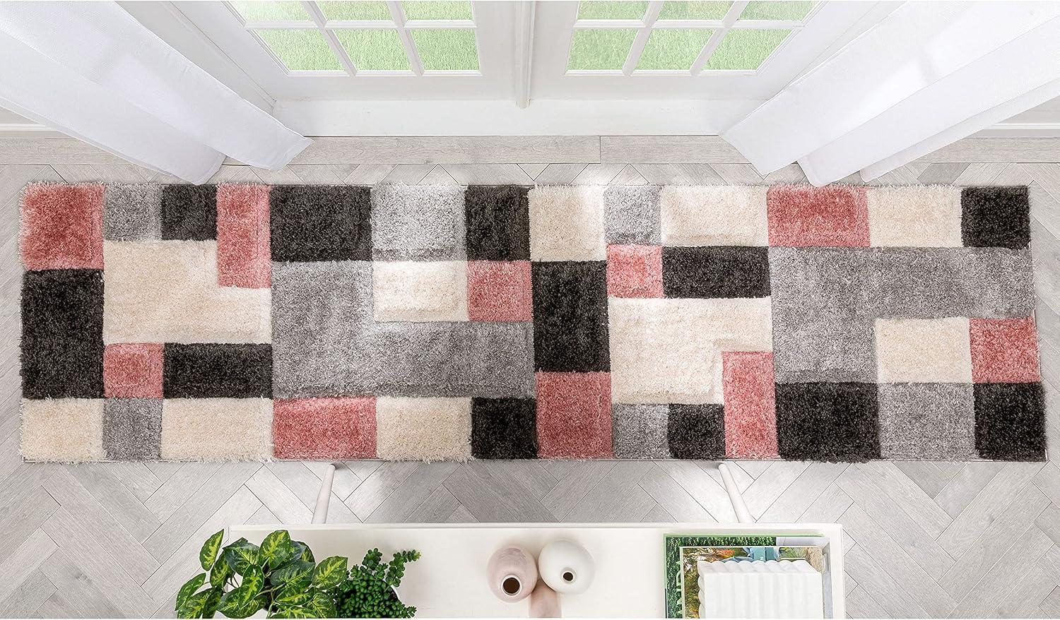 San Francisco Geometric Blush/Cream/Black Area Rug