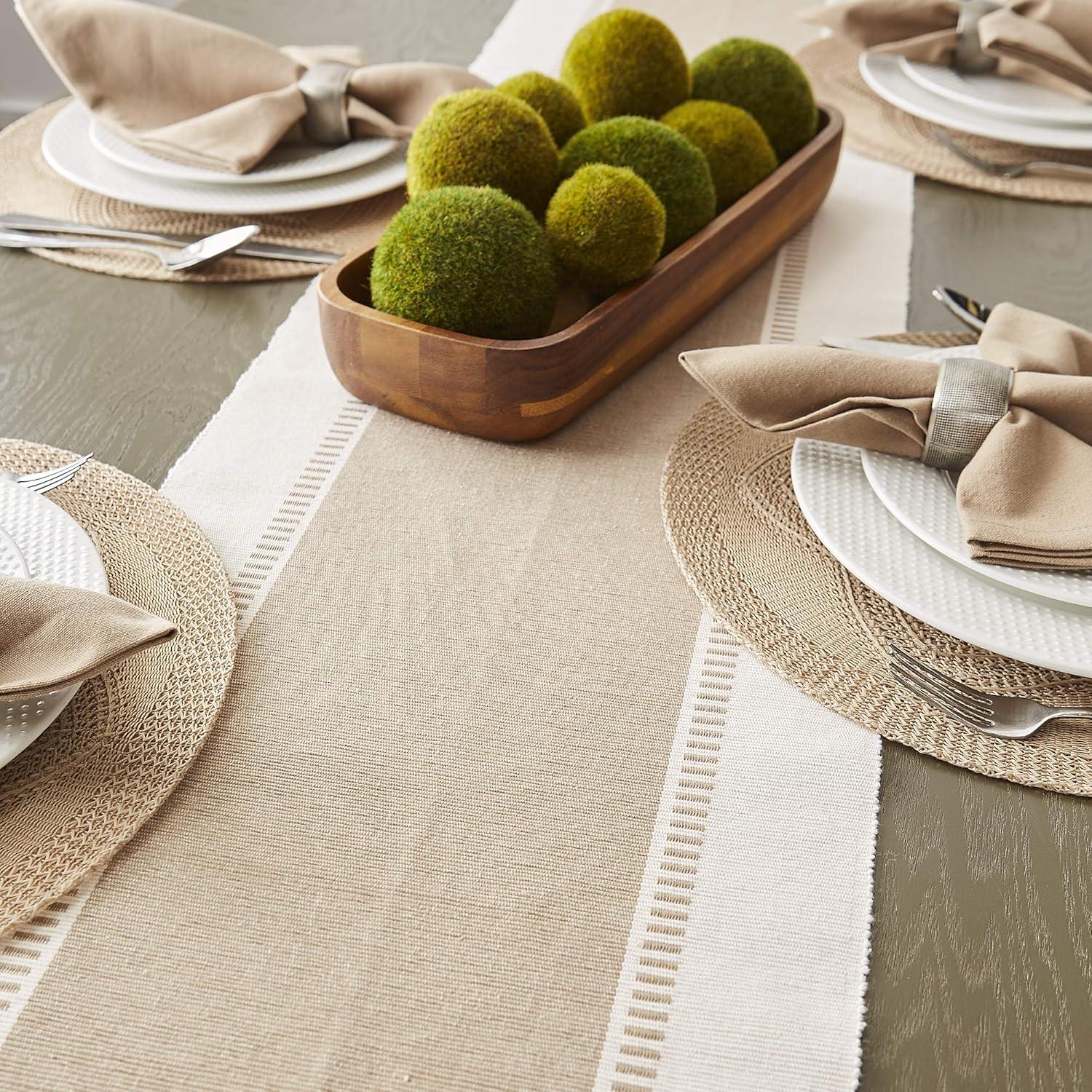 Design Imports  13 x 72 in. Stone Dobby Stripe Table Runner