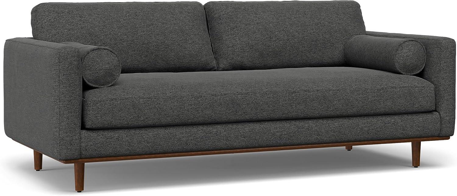 Simpli Home Morrison Mid-Century Modern Couch for Living Room, Eco-Friendly Woven-Blend Fabric with Removable Cushions