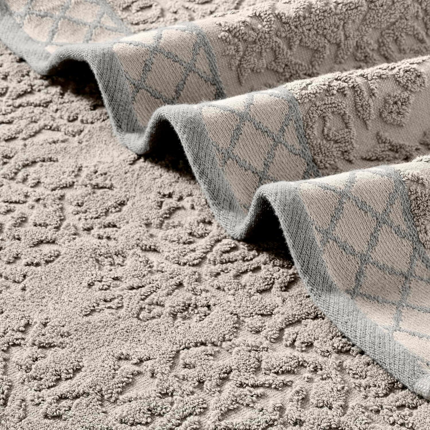 Modern Threads 6-Piece Damask Jacquard/Solid Ultra Soft 550GSM 100% Combed Cotton Towel Set with Embellished Borders & Reviews | Wayfair