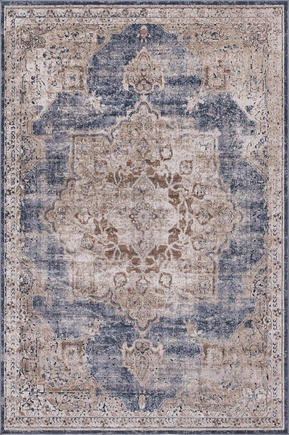 Unique Loom Chateau Collection Area Rug - Roosevelt (6' 1" x 9' Rectangle Slate Blue/Beige)