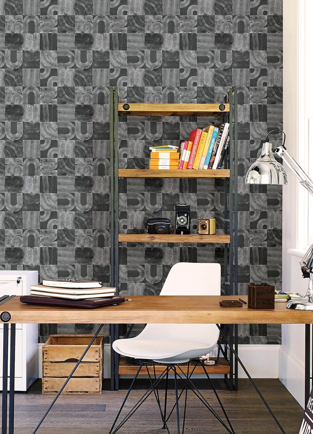 Black and Gray Geometric Peel and Stick Wallpaper