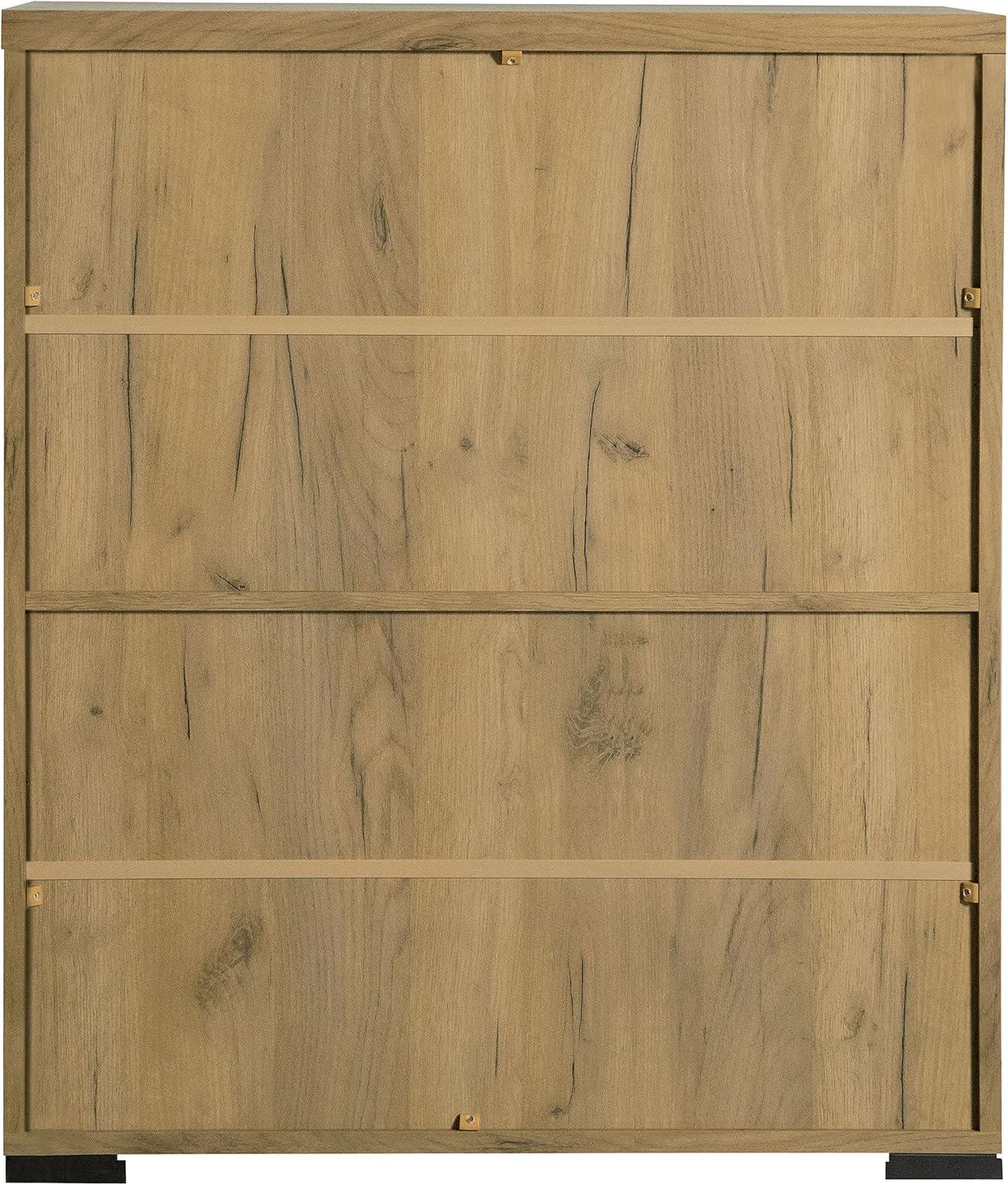 Golden Oak and Gunmetal Mesh Door Accent Cabinet