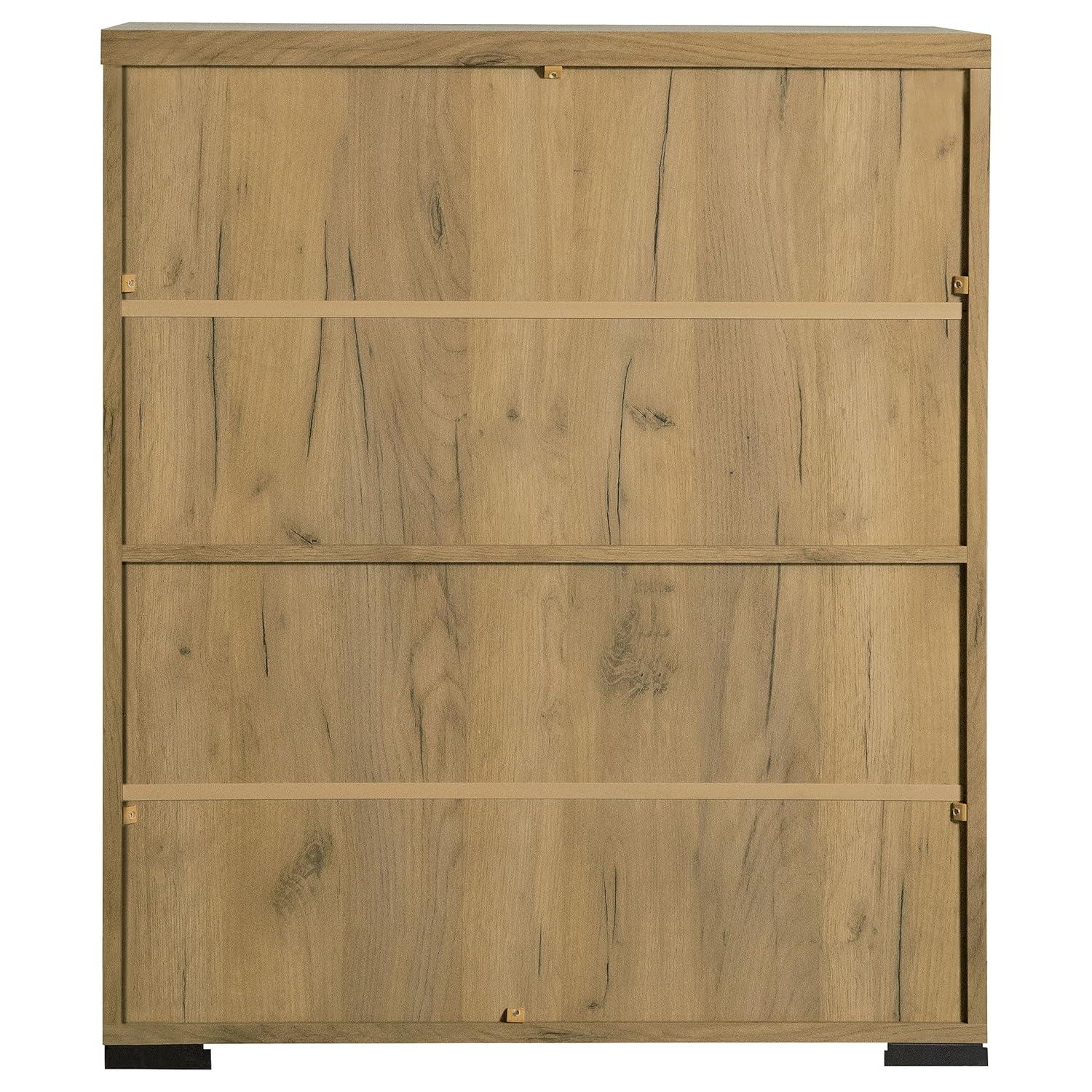 Golden Oak and Gunmetal Mesh Door Accent Cabinet