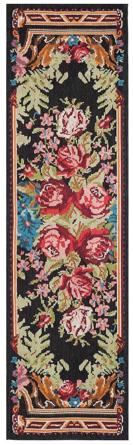 Classic Vintage CLV301 Power Loomed Runner Rug - Black/Multi - 2'3"x12' - Safavieh.