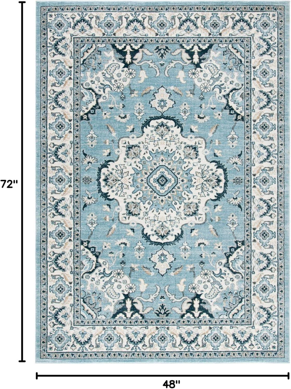 SAFAVIEH Isabella Tamzen Floral Bordered Area Rug, Light Blue/Cream, 4' x 6'