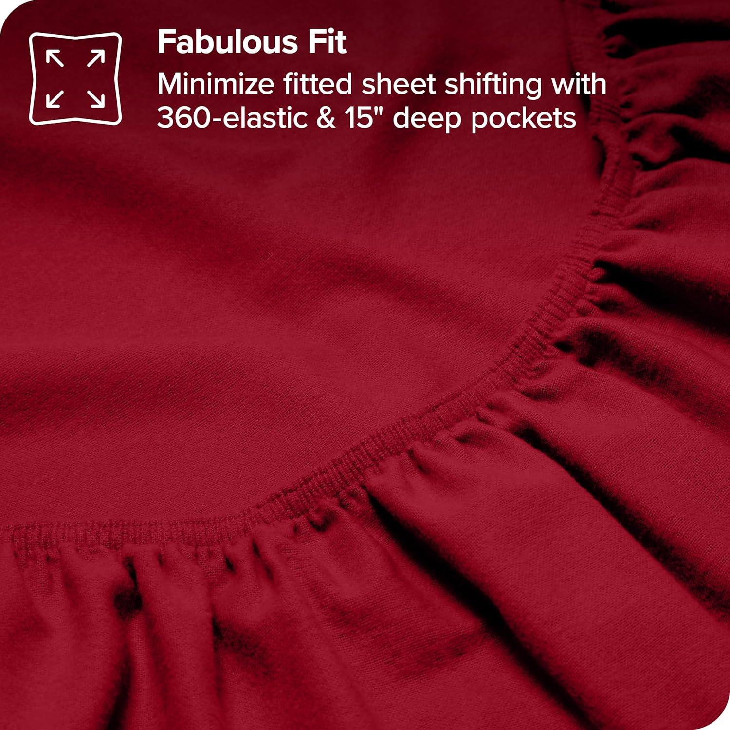 Red Organic Flannel Twin XL Sheet Set by Bare Home