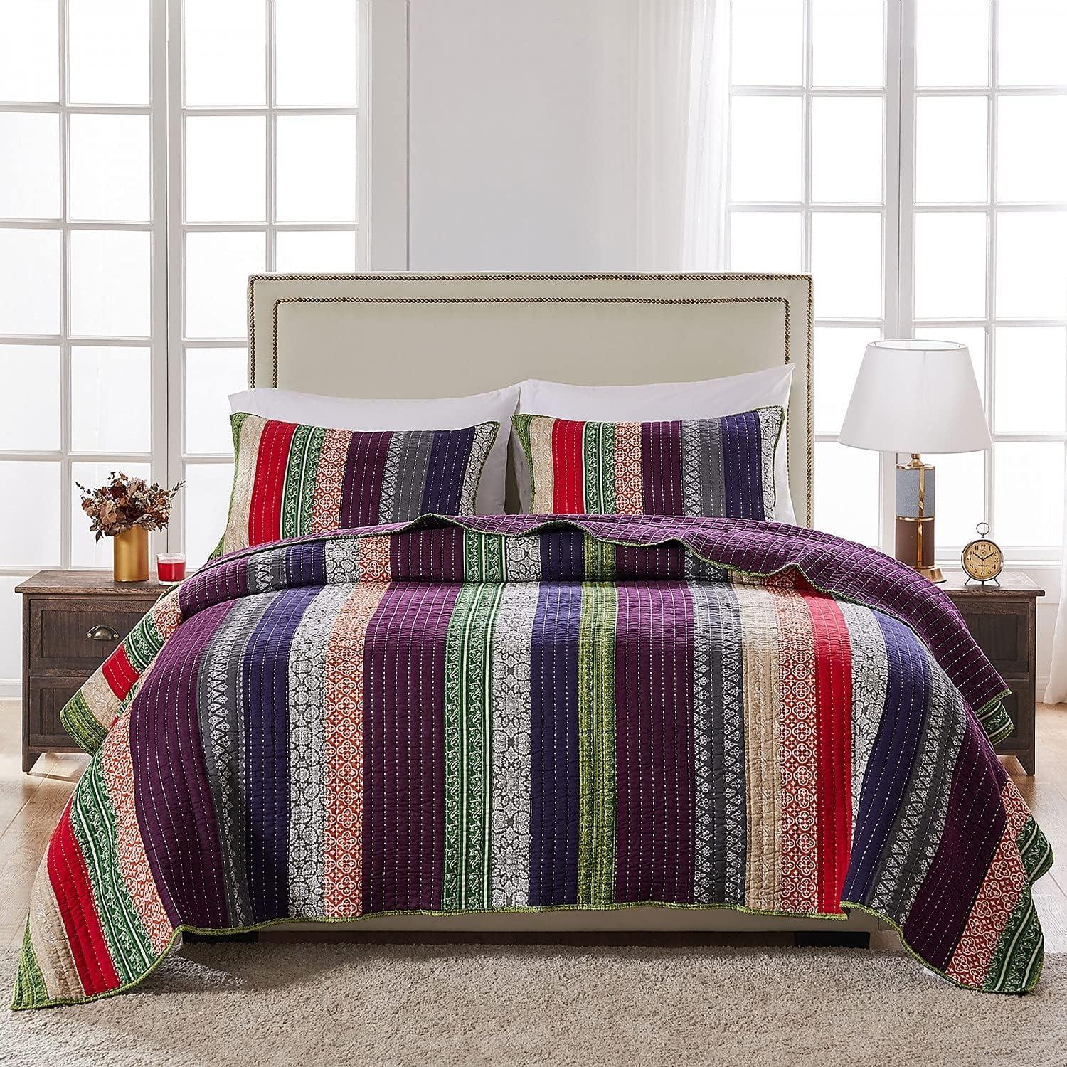 Marley Boho Patchwork Stripe Quilt Set