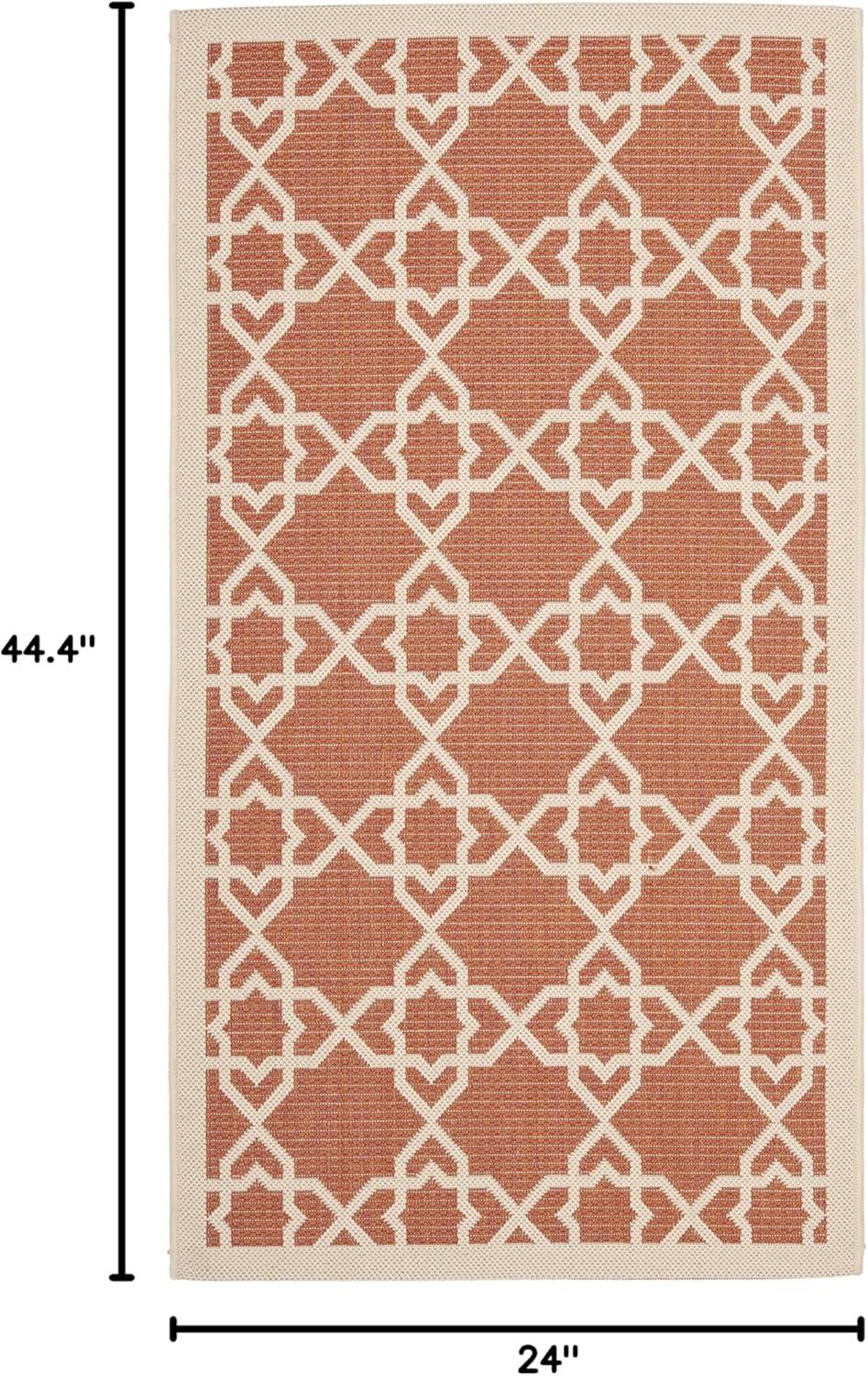 SAFAVIEH Courtyard Carol Geometric Indoor/Outdoor Area Rug, 2' x 3'7", Terracotta/Beige