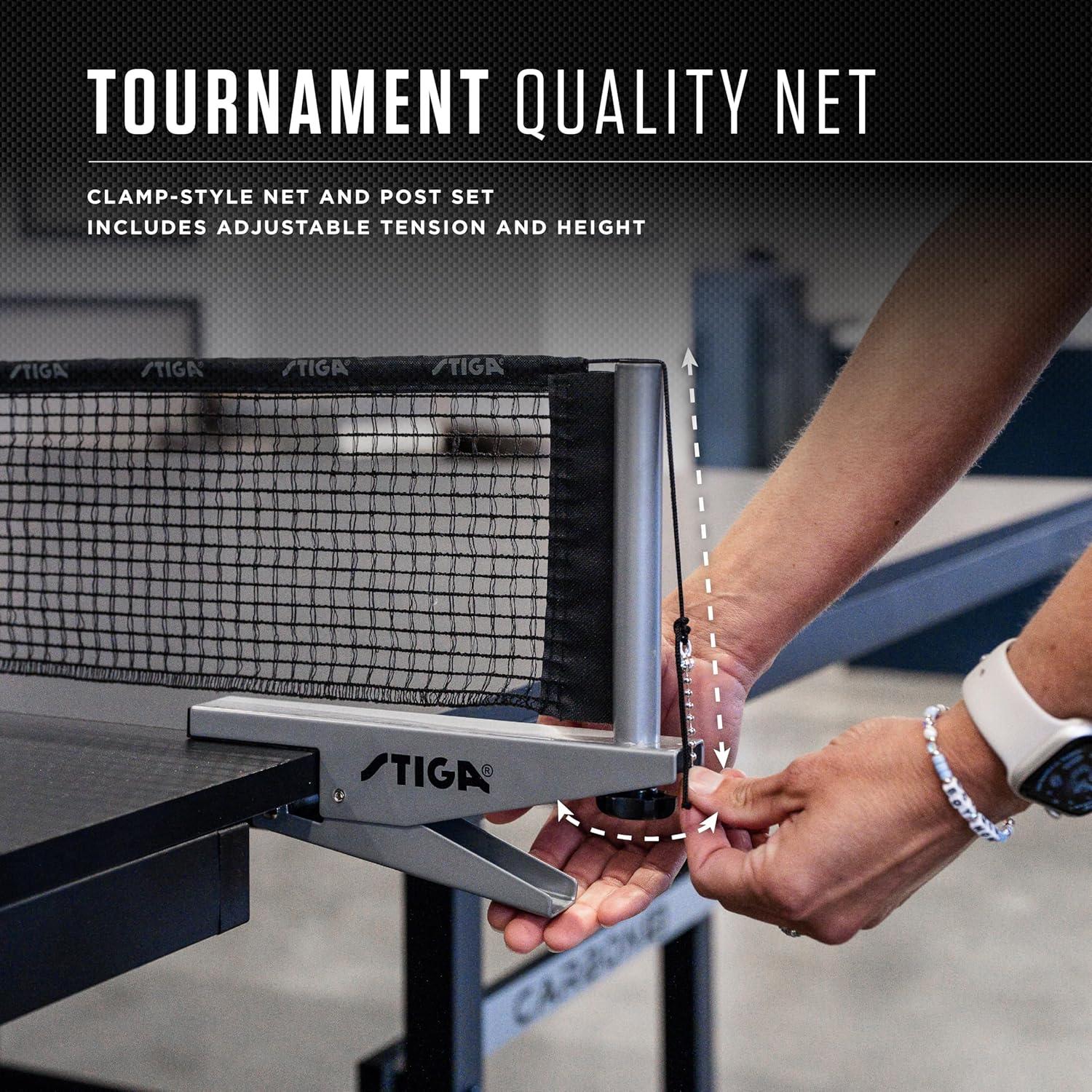 STIGA STIGA Carbon18 Table Tennis Table – 18mm Playfield - QuickPlay Assembly - Integrated Ball Storage - Tournament-Grade Net - Playback Mode