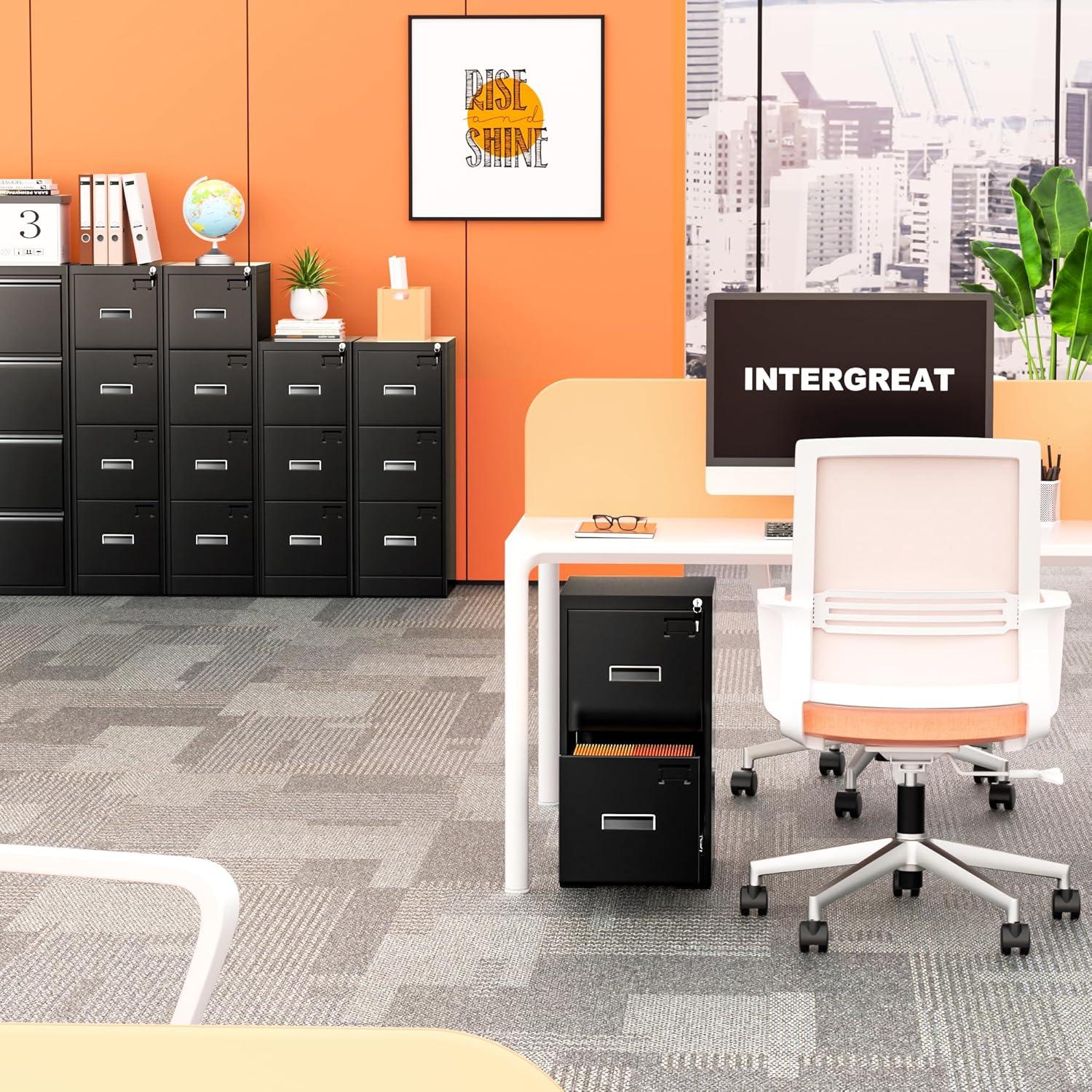 3 Drawer Mobile/Vertical File Cabinet for Home Office Black-15'' W