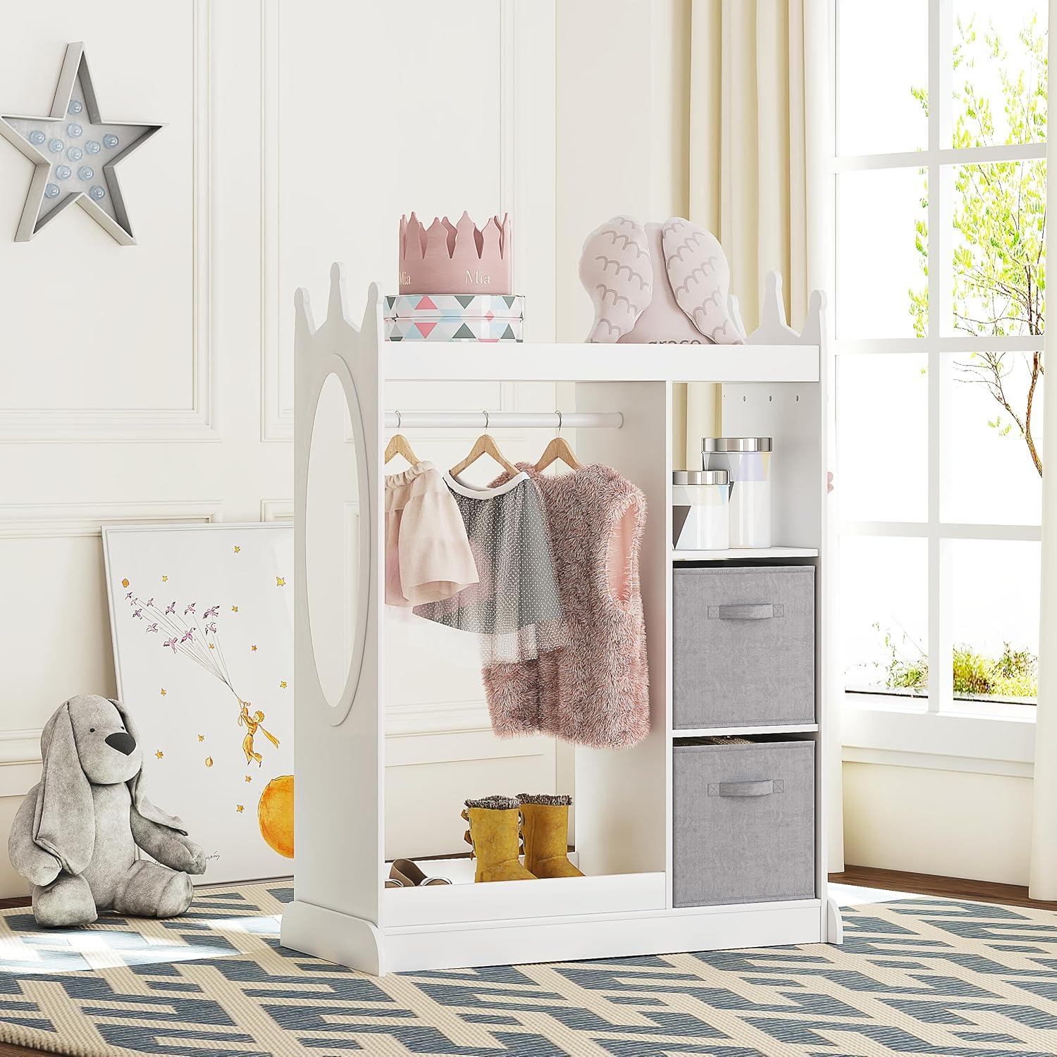 UTEX Kids Dress up Storage with Mirror and Storage