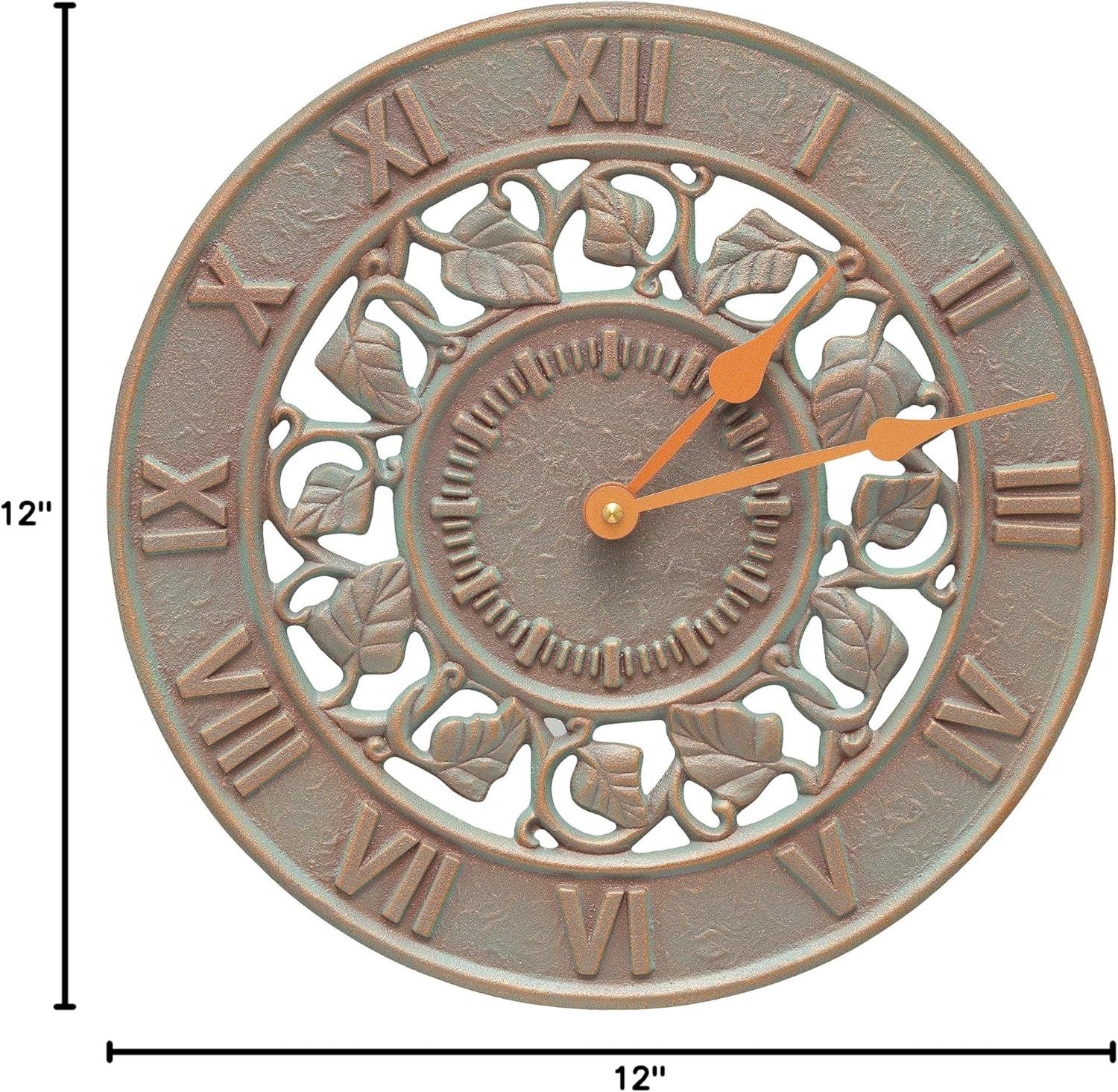 Ivy 12" Copper Verdigris Aluminum Indoor Outdoor Wall Clock