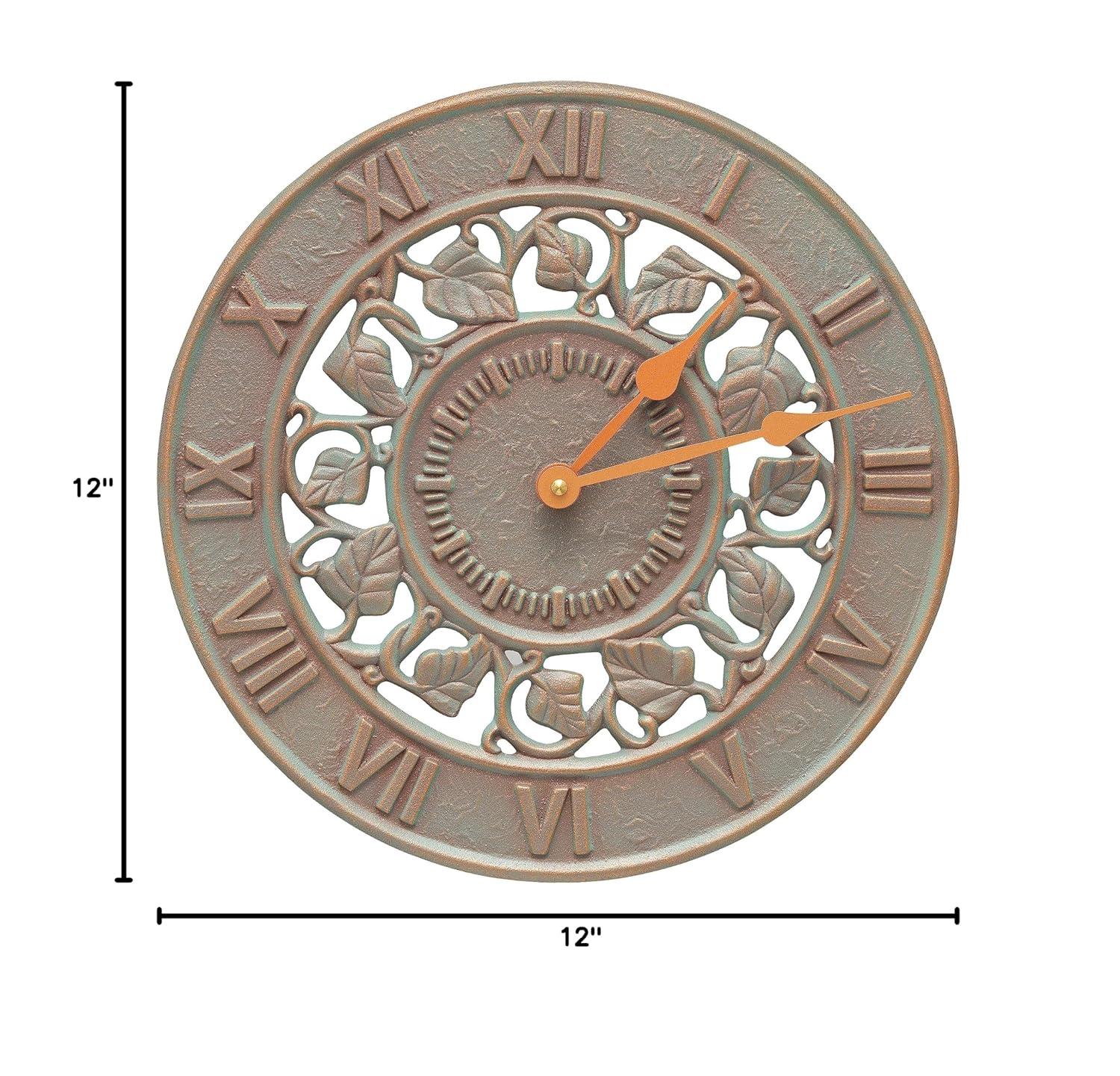 Ivy 12" Copper Verdigris Aluminum Indoor Outdoor Wall Clock