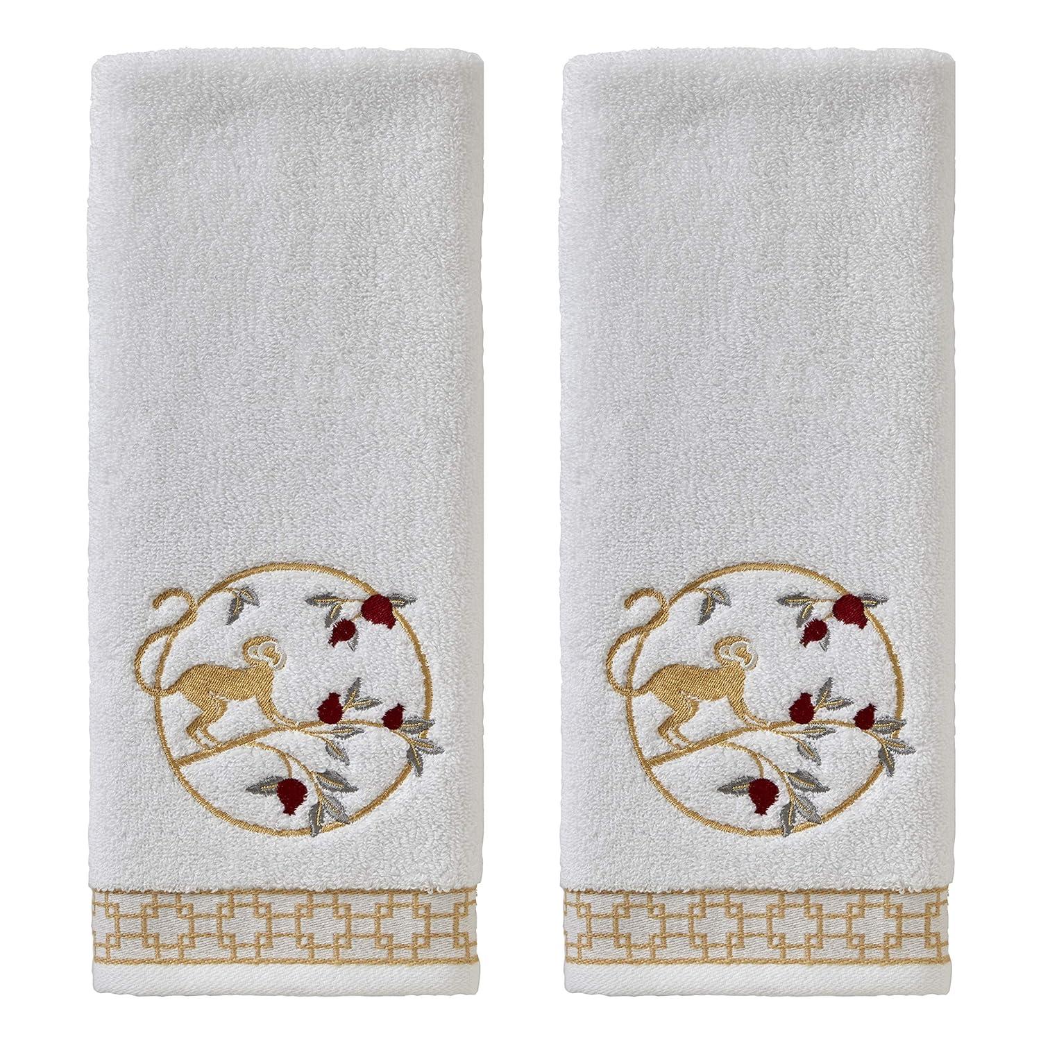 2pc Vern Yip Zodiac Monkey Hand Towel Set White - SKL Home