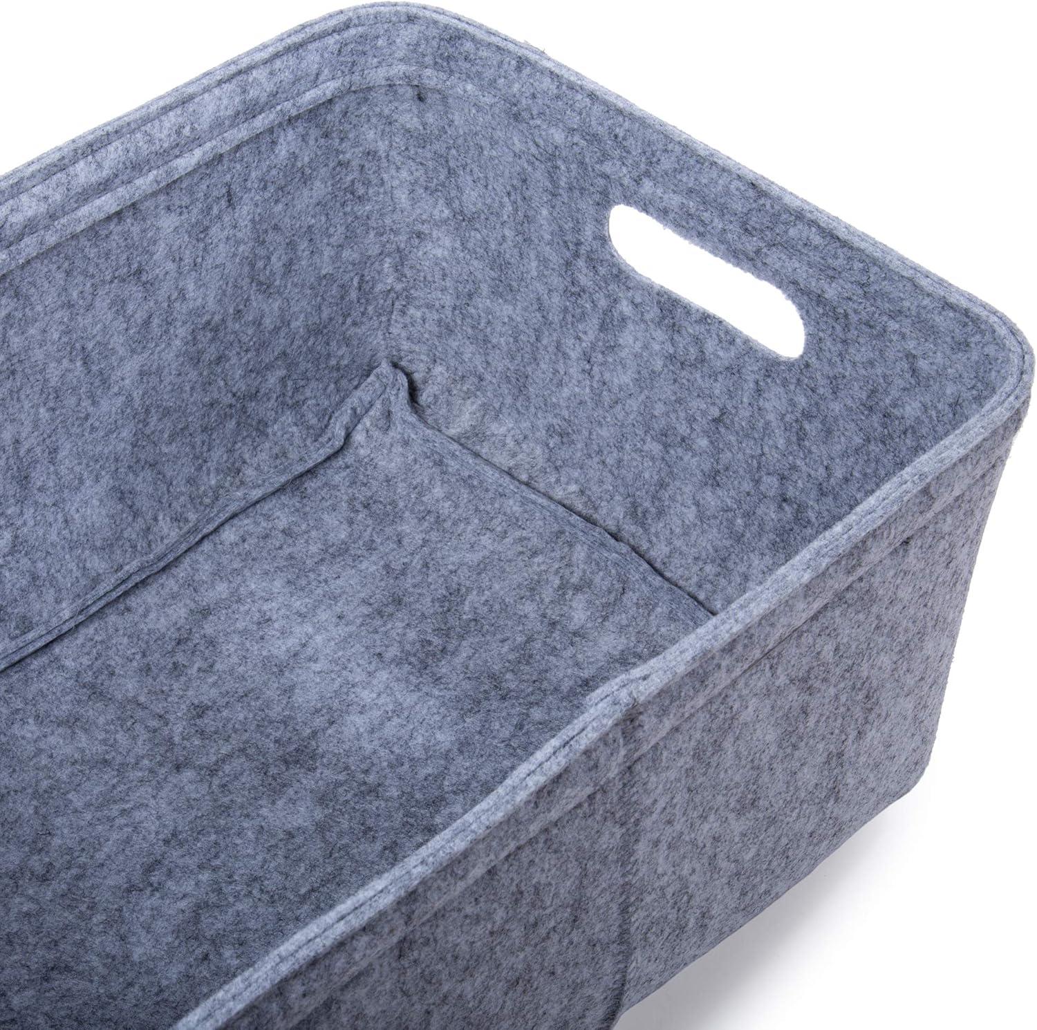 Truu Design Stylish Felt Fabric Storage Basket in Gray Tone (Set of 3)