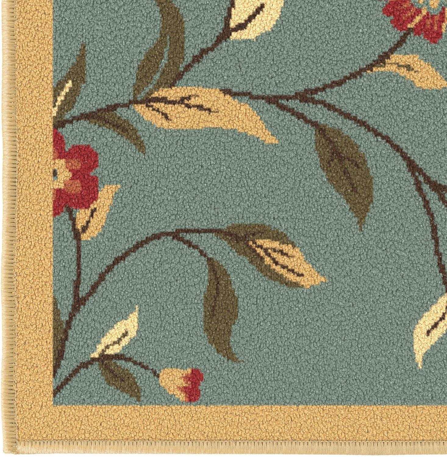 Machine Washable Non-Slip Floral Leaves Area Rug For Living Room, Hallway Runner, Entryway Rug