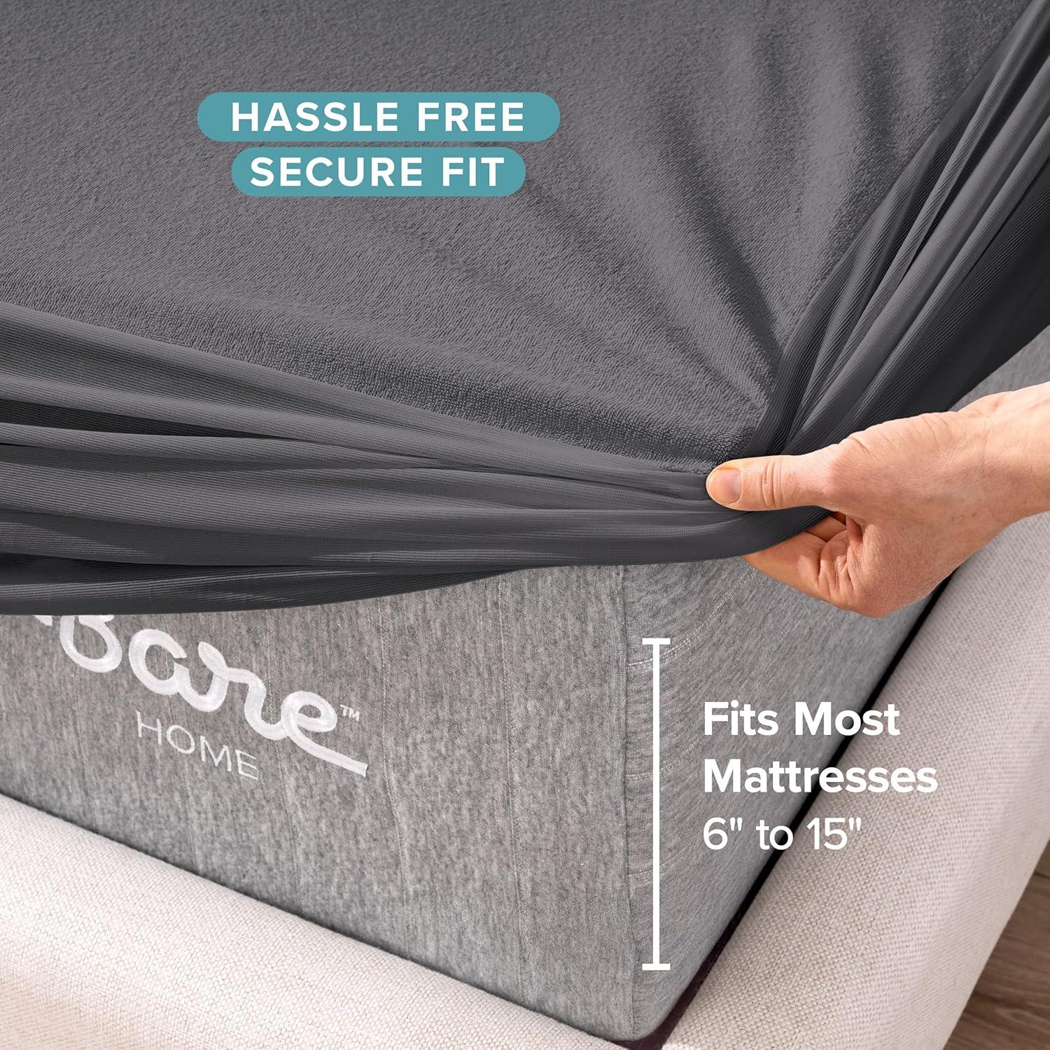 Bare Home Waterproof Fitted Mattress Protector Mattress Protector Case Pack