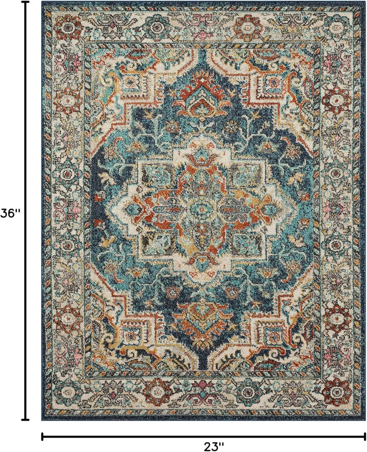 Mohawk Home Dellen Teal Blue 1' 11" x 3' Persian Medallion Area Rug Perfect for Living Room, Dining Room, Office