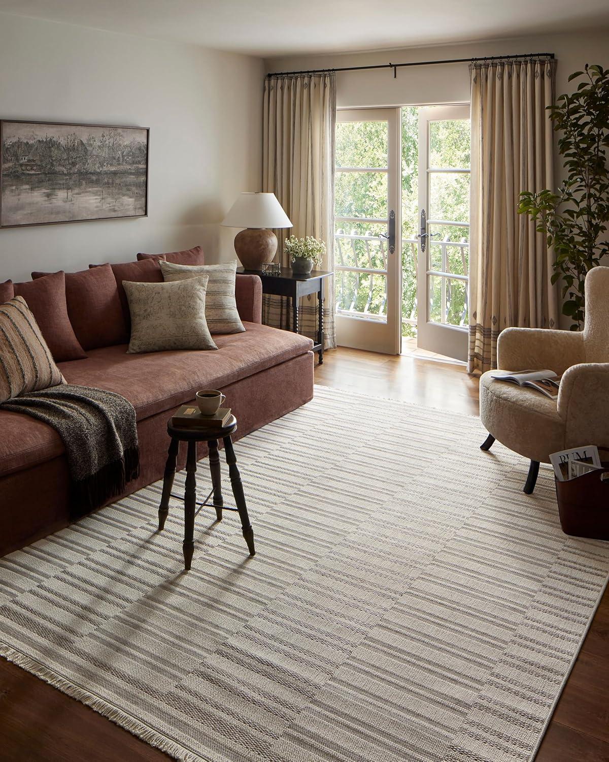 Malibu II Indoor / Outdoor Rug by Amber Lewis x Loloi - Ivory and Dove / 2'3" x 3'9"