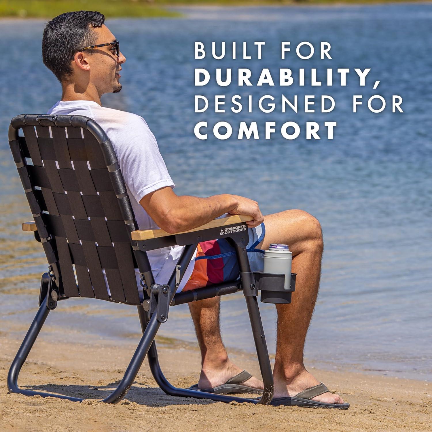 GoSports GoSports Outdoors WOVN Premium Beach & Camping Chair - Folding Backpack Chair for Adults