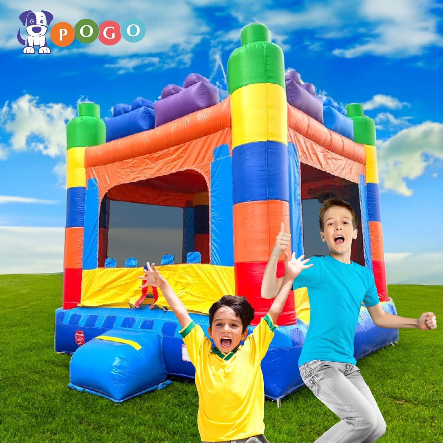 Pogo Bounce House Crossover Kids Inflatable Bounce House, No Blower