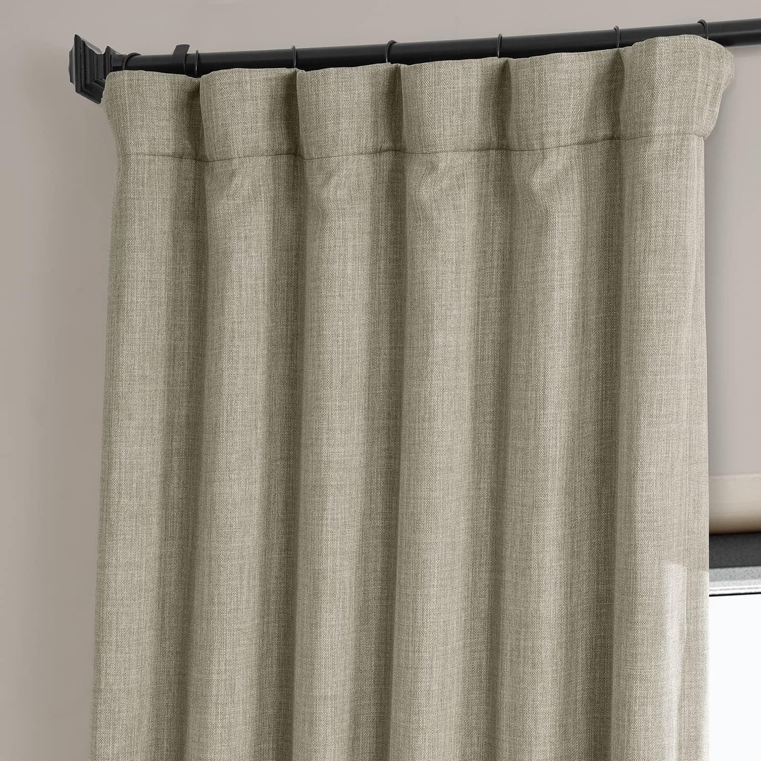 Oatmeal Faux Linen Room Darkening Curtain (1 Panel), Oatmeal, 50W X 96L