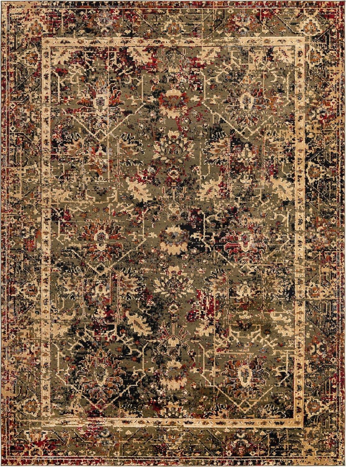 Unique Loom Saturn Collection Area Rug - Ion (9' x 12' Rectangle, Green/ Beige)