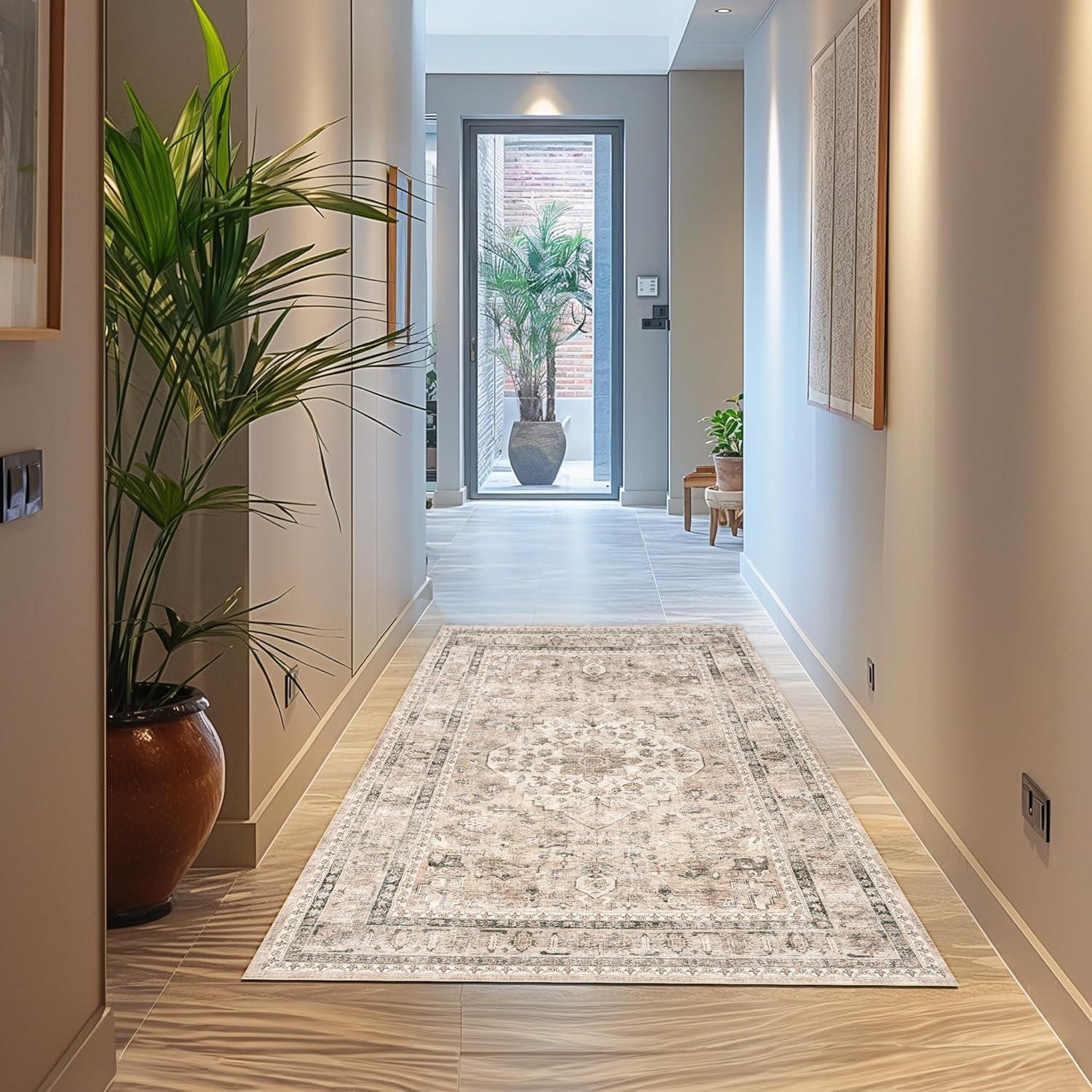 Nuloom Davi Faded Spill Proof Treated Pet Friendly Premium Machine Washable Area Rug, 3' x 5', Stone