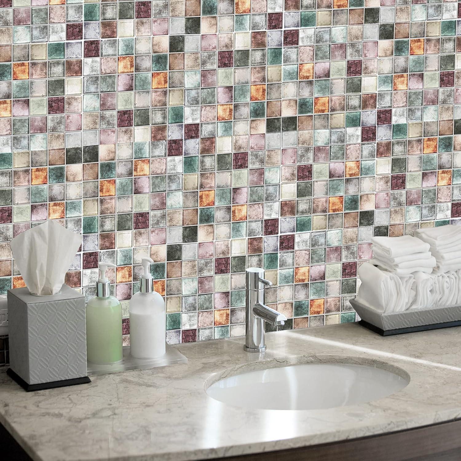 Antique 12" x 12" Glass Mosaic Wall Tile