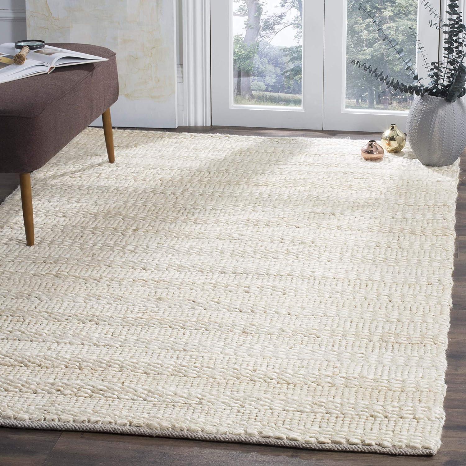 Handmade Bleach Cotton Braided Square Area Rug