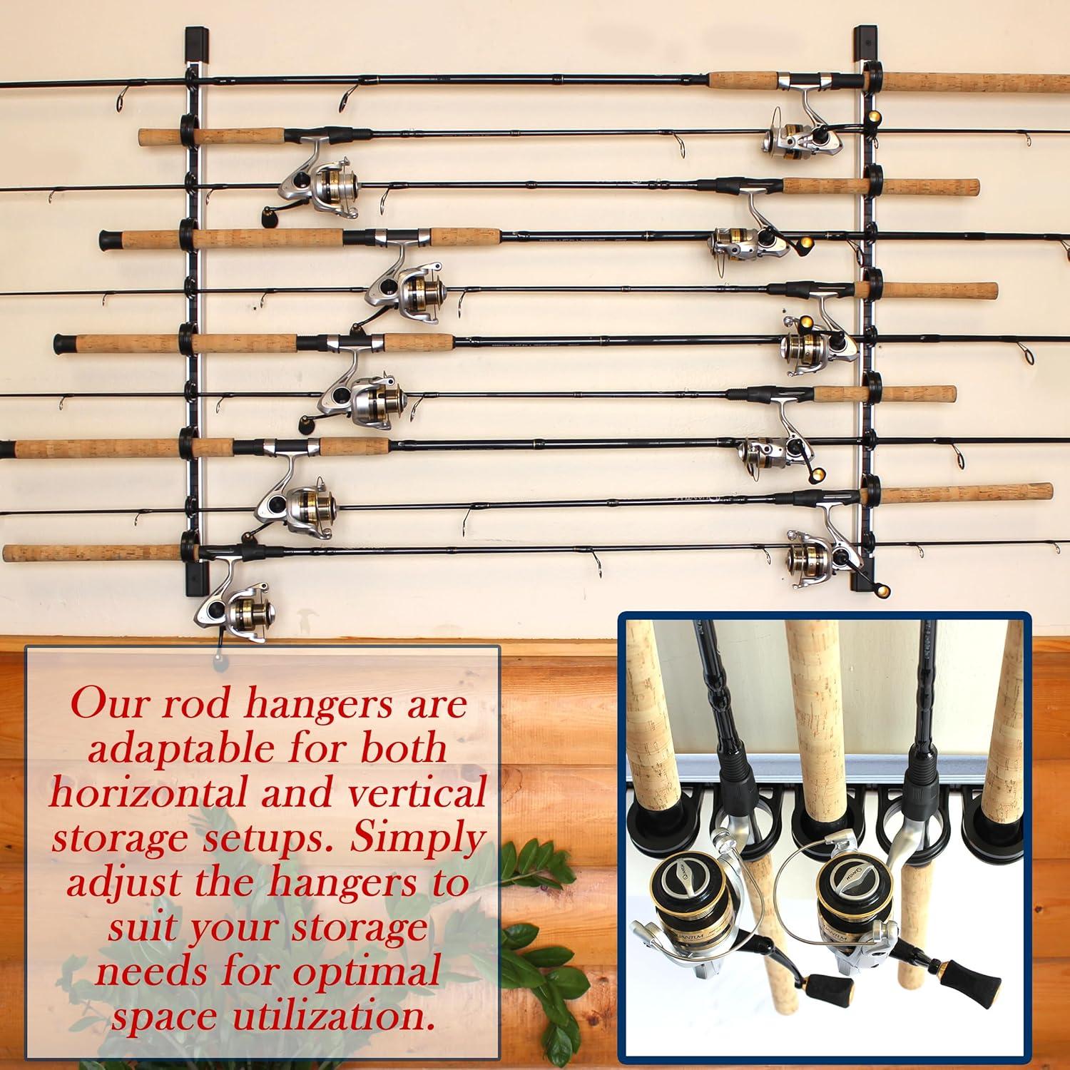 Rush Creek Creations 3 in 1 Aluminum 10 Fishing Rod Wall/Ceiling Rack