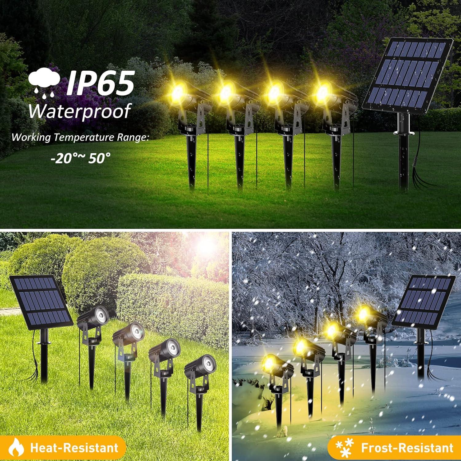 Black Solar Powered 4-in-1 LED Outdoor Spotlight Set