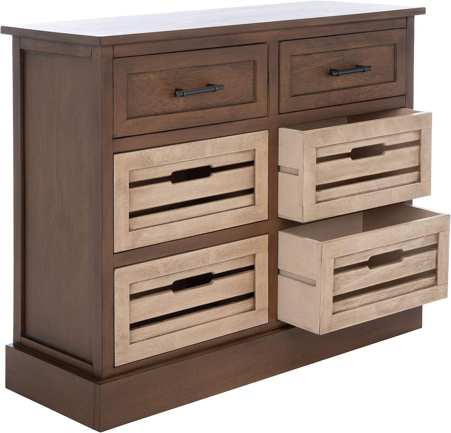 Briar Brown and Sand 6-Drawer Farmhouse Storage Chest