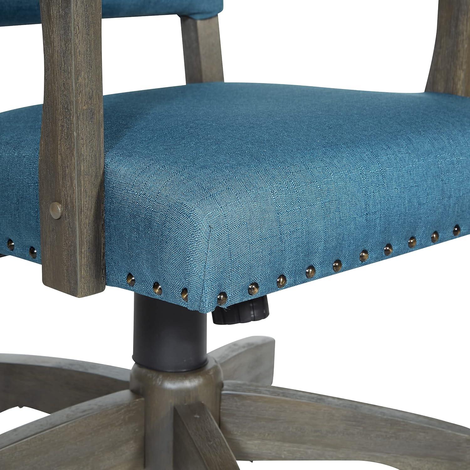 Santina Bankers Chair with Antique Gray Finish and Blue Fabric