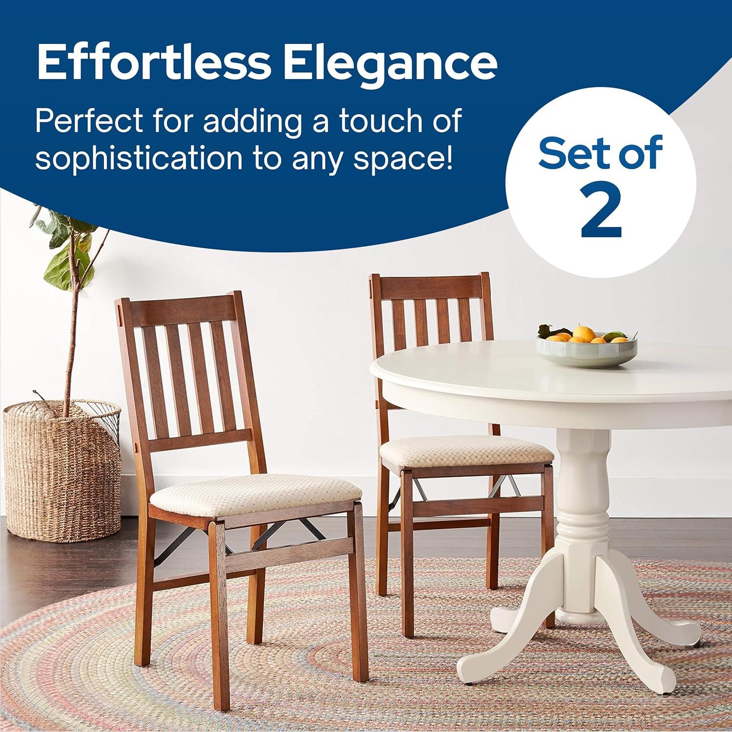 Stakmore Arts and Craft Hardwood Adult Folding Chair with Blush Upholstery - Light Cherry Frame