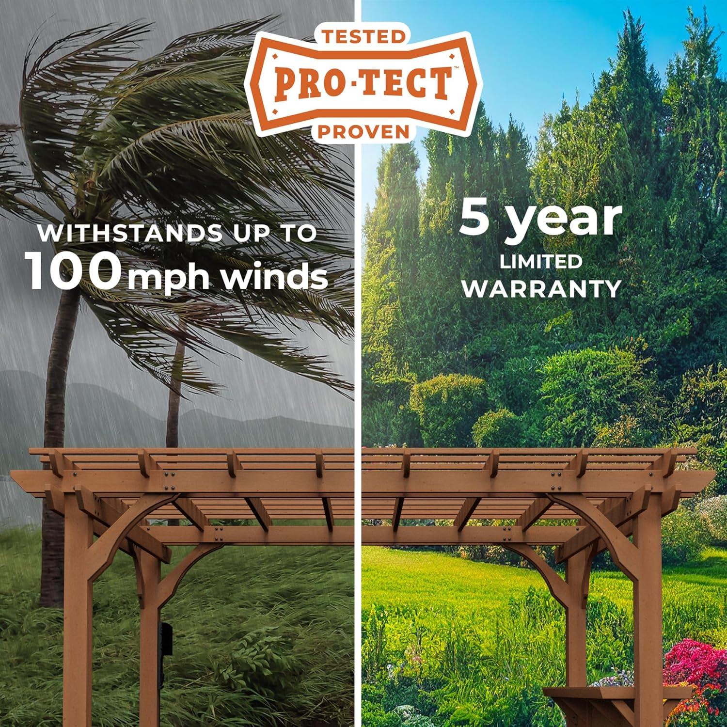 Ashland Cedar Wood Pergola with Serving Bar and PowerPort