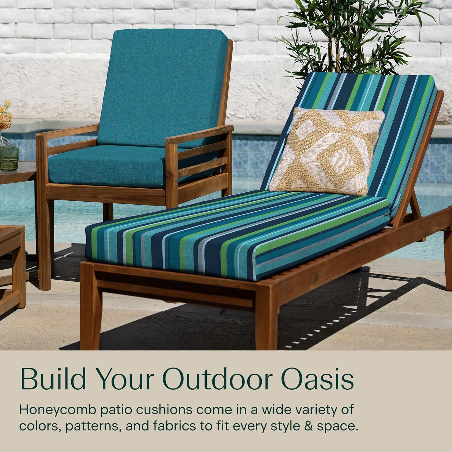 Honeycomb Outdoor Chaise Lounge Cushion - Stripe Poolside