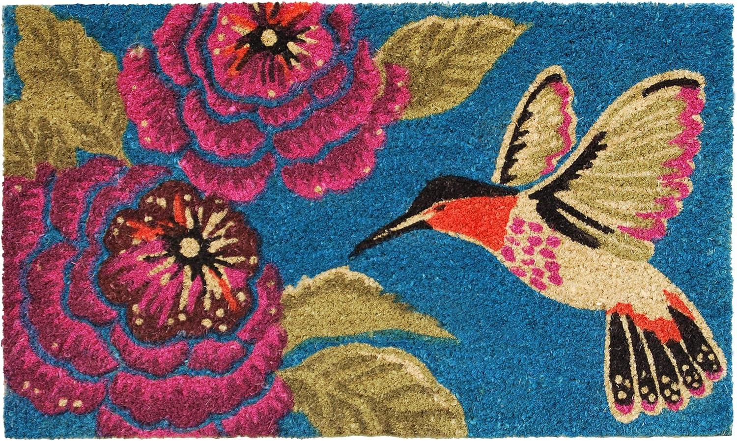 29" Bird-Themed Coir Outdoor Doormat with Vinyl Backing