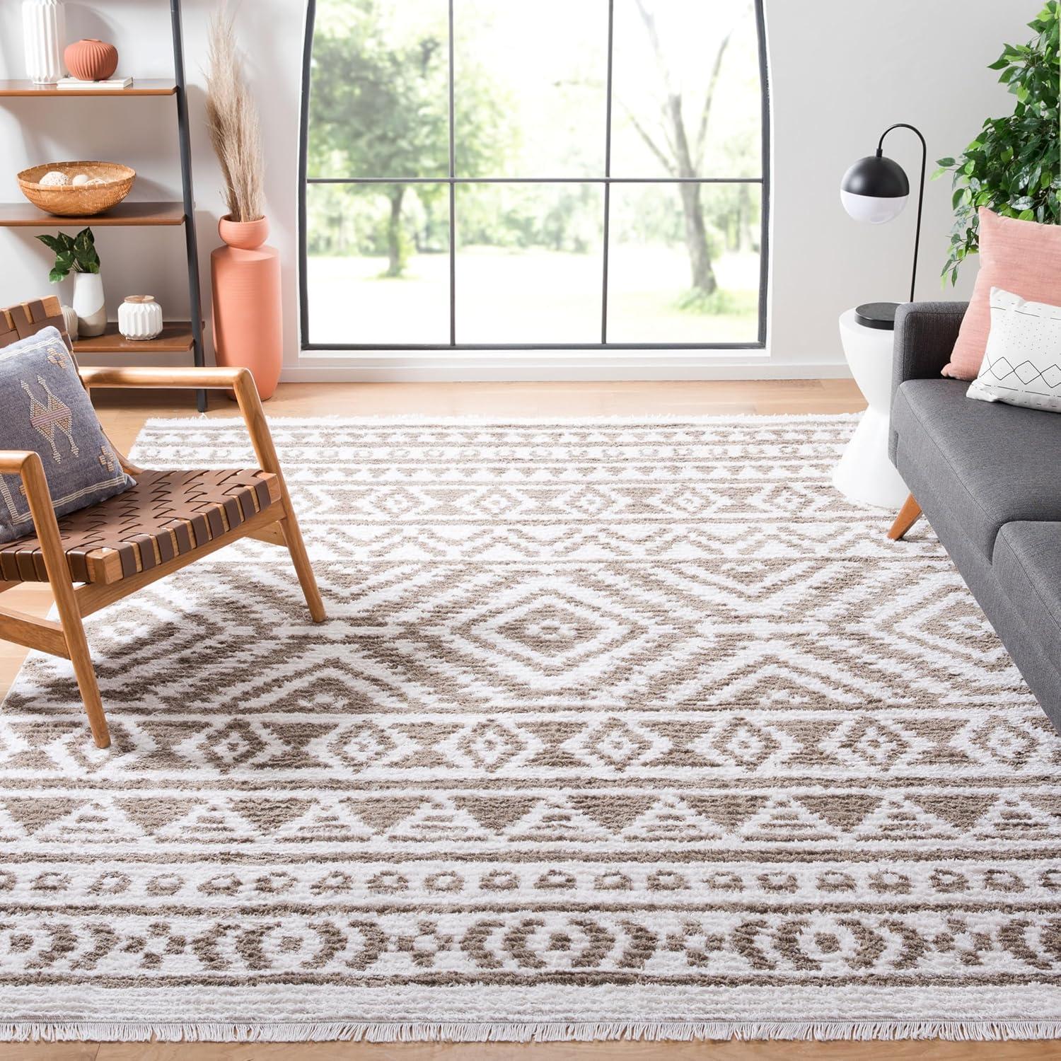 SAFAVIEH Augustine Emmett Geometric Area Rug, Taupe/Ivory, 9' x 12'