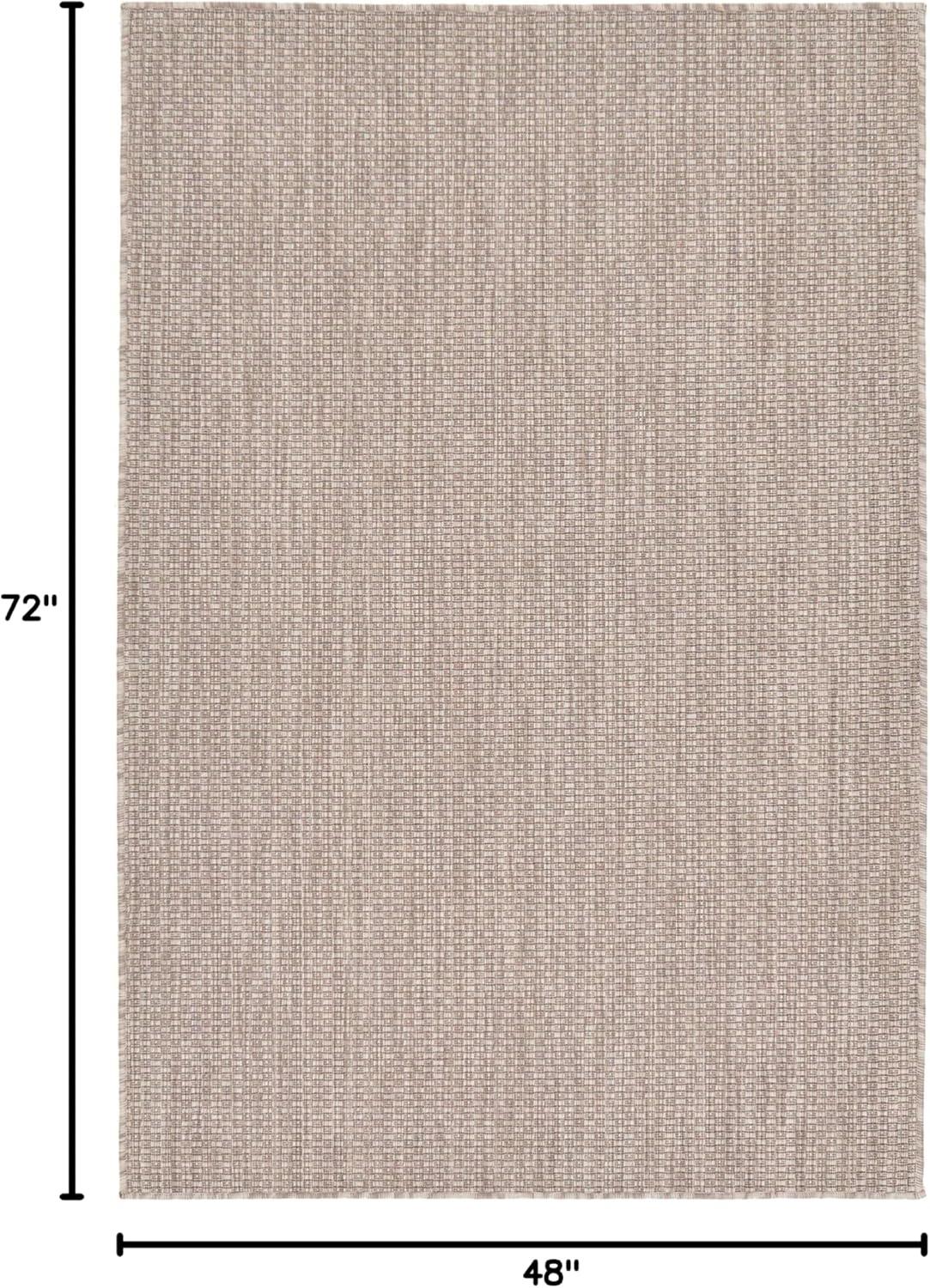 Unique Loom 4' 1 x 6' 1 Rectangle Indoor/Outdoor Solid Beige Area Rug