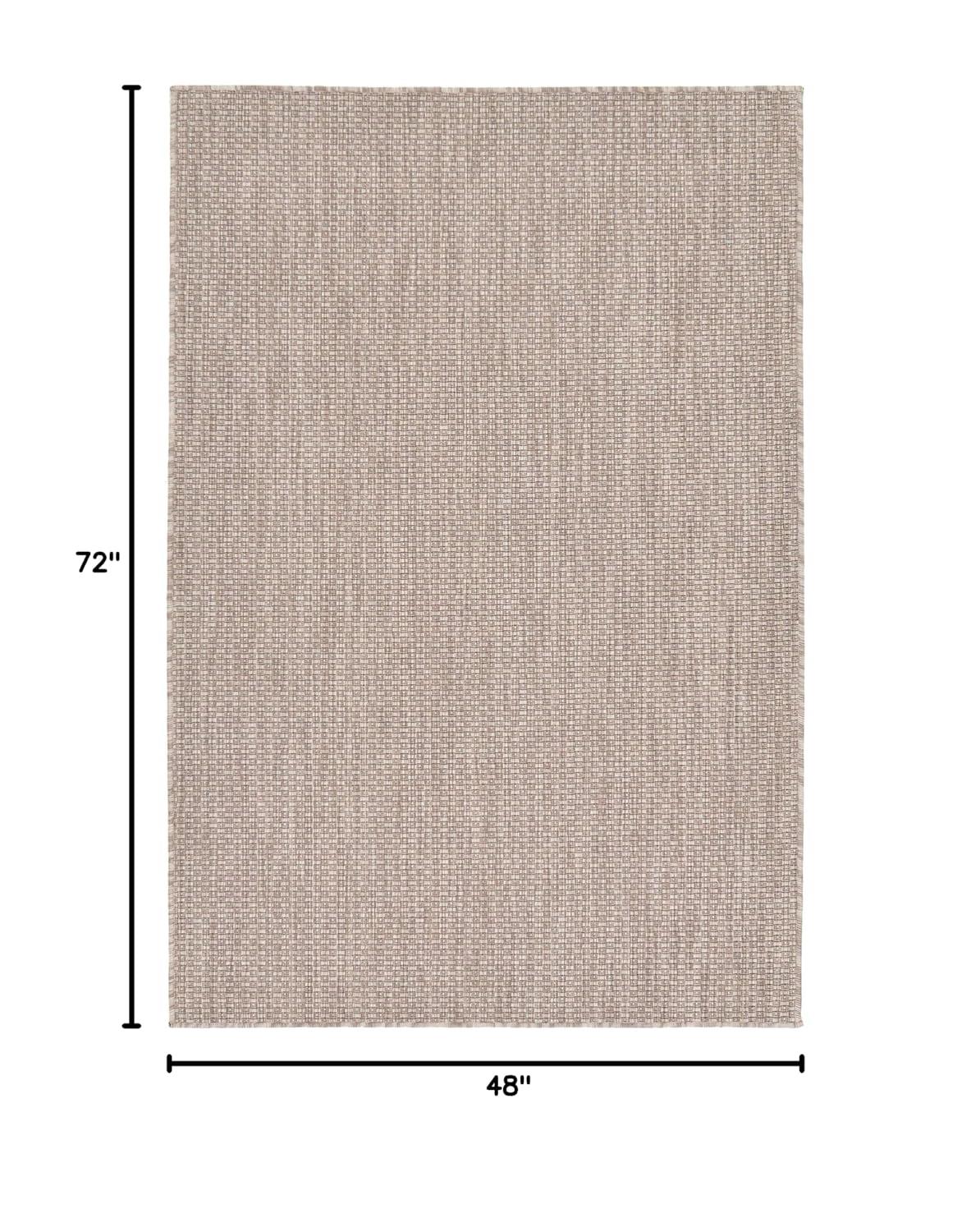 Unique Loom 4' 1 x 6' 1 Rectangle Indoor/Outdoor Solid Beige Area Rug