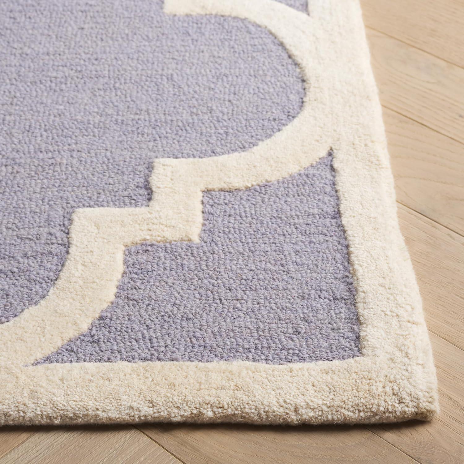 Ivory and Silver Hand-Tufted Wool Rectangular Rug