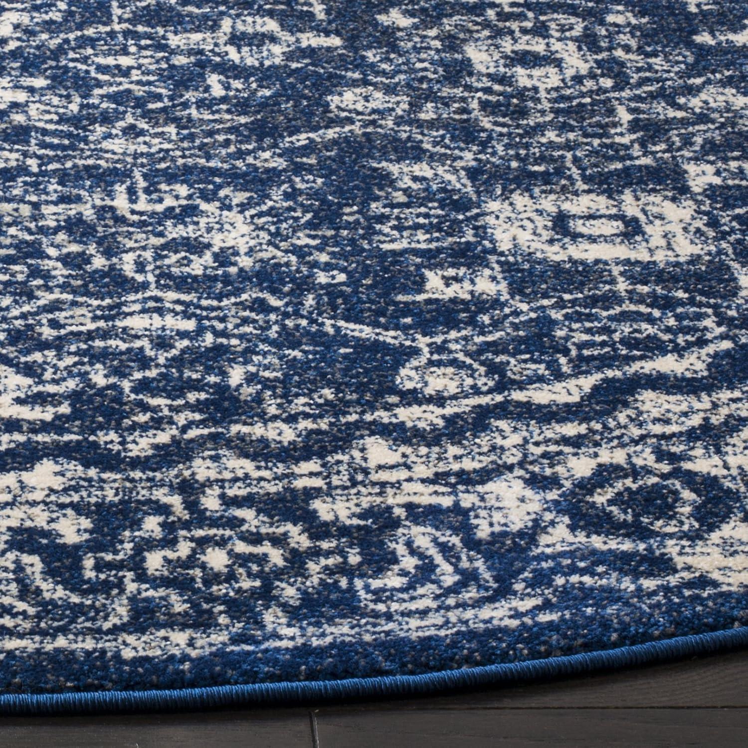 Evoke EVK270 Power Loomed Accent Rug Navy / Ivory 3' X 3' Round - Safavieh.