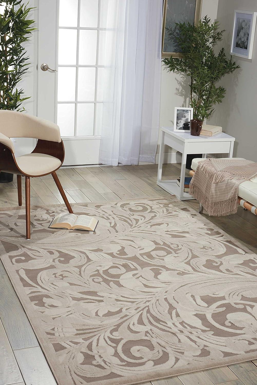 Nourison Graphic Illusions Floral Grey/Camel 2'3" x 3'9" Area Rug, (2x4)