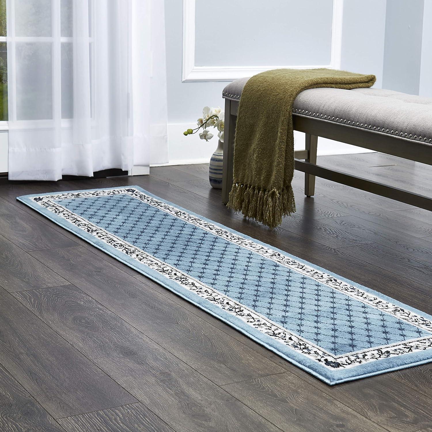 Home Dynamix Premium Aydin Traditional Diamond Floral Runner Area Rug, Blue/Ivory, 1'9"x7'2"