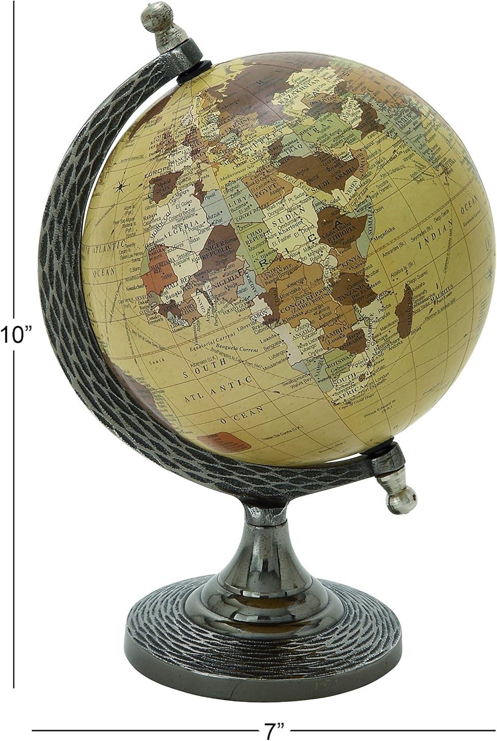 Elegant Traditional Brown Aluminum Globe, 7" x 10"